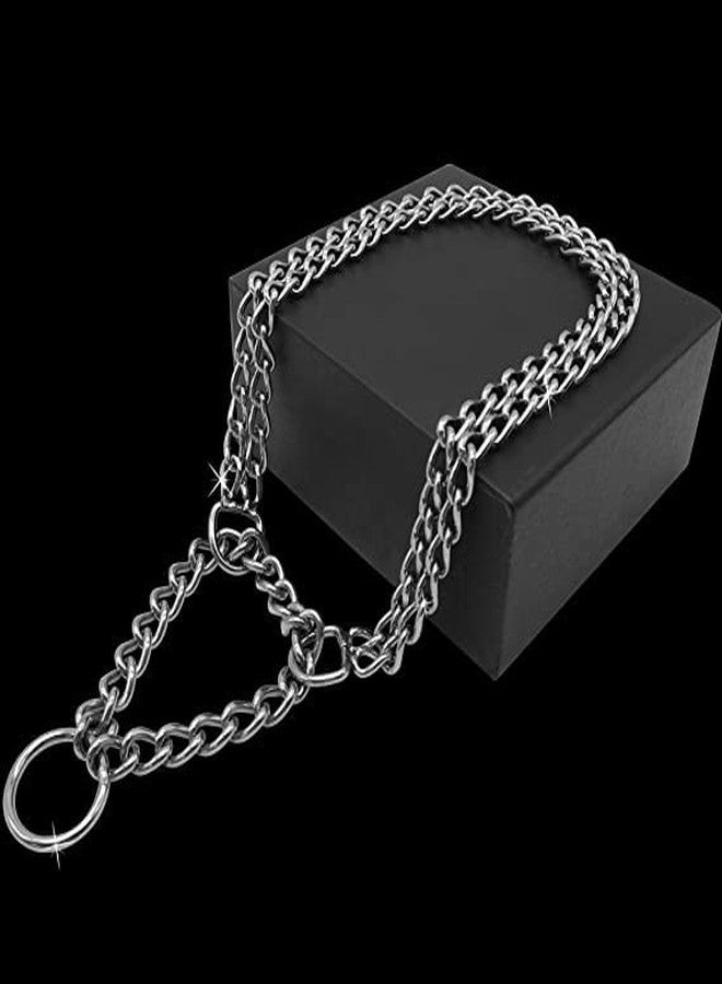 KsPups 2 Layer Dog Choke Chain I Martingale Collar -24 Inch Collar I Martingale Pinch Metal Stainless Steel Collar I for Training Walking Link Double Plated Choke Chain Silver - Image 4